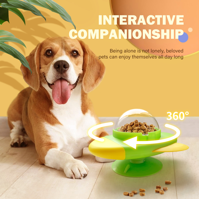 Dog Puzzle Feeder Toy - ロケット型回転式猫犬用パズルおもちゃ、インタラクティブなフード漏れ防止おやつディスペンサー、ペットの退屈解消用セルフプレイおもちゃ