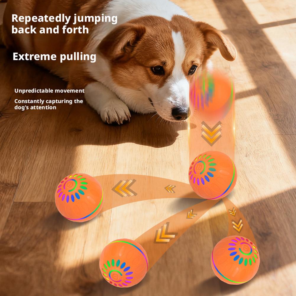 Automatic Moving Dog Ball - スマートドッグトイボール 自動インタラクティブペット電子ローリングUSB充電式移動式バウンシングおもちゃ 子犬から大型犬まで噛むおもちゃ
