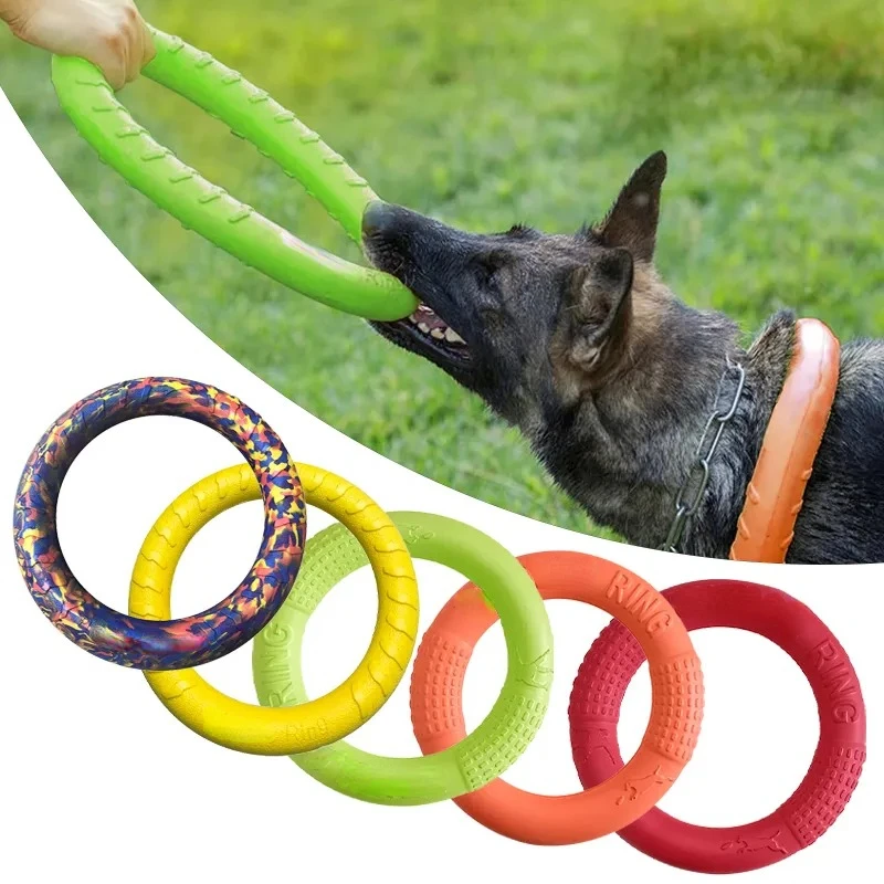 Indestructible Dog Chew Toy - 飛んでいるディスクバドッグトレーニングリング,犬のための耐摩耗性のおもちゃ,フローティング,インタラクティブな子犬のバイトイ