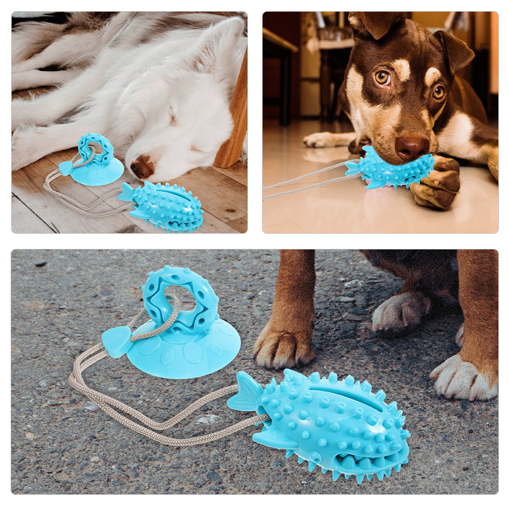 Suction Cup Dog Tug Toy - 犬用インタラクティブおもちゃ2個入り。吸盤付きで、噛む遊びや、おやつをゆっくり与えるトレーニングに最適。