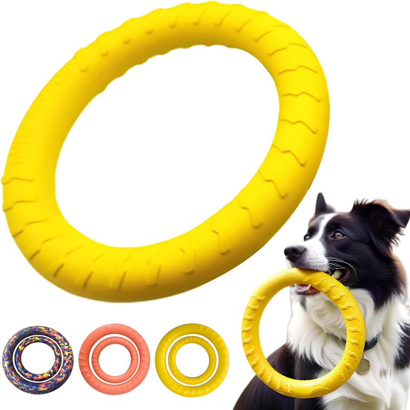 Suction Cup Dog Tug Toy - 犬用おもちゃ ペットフライングディスク EVA製ドッグトレーニングリング 耐久性のある犬用おもちゃ フローティングパピーバイトリングトイ インタラクティブ