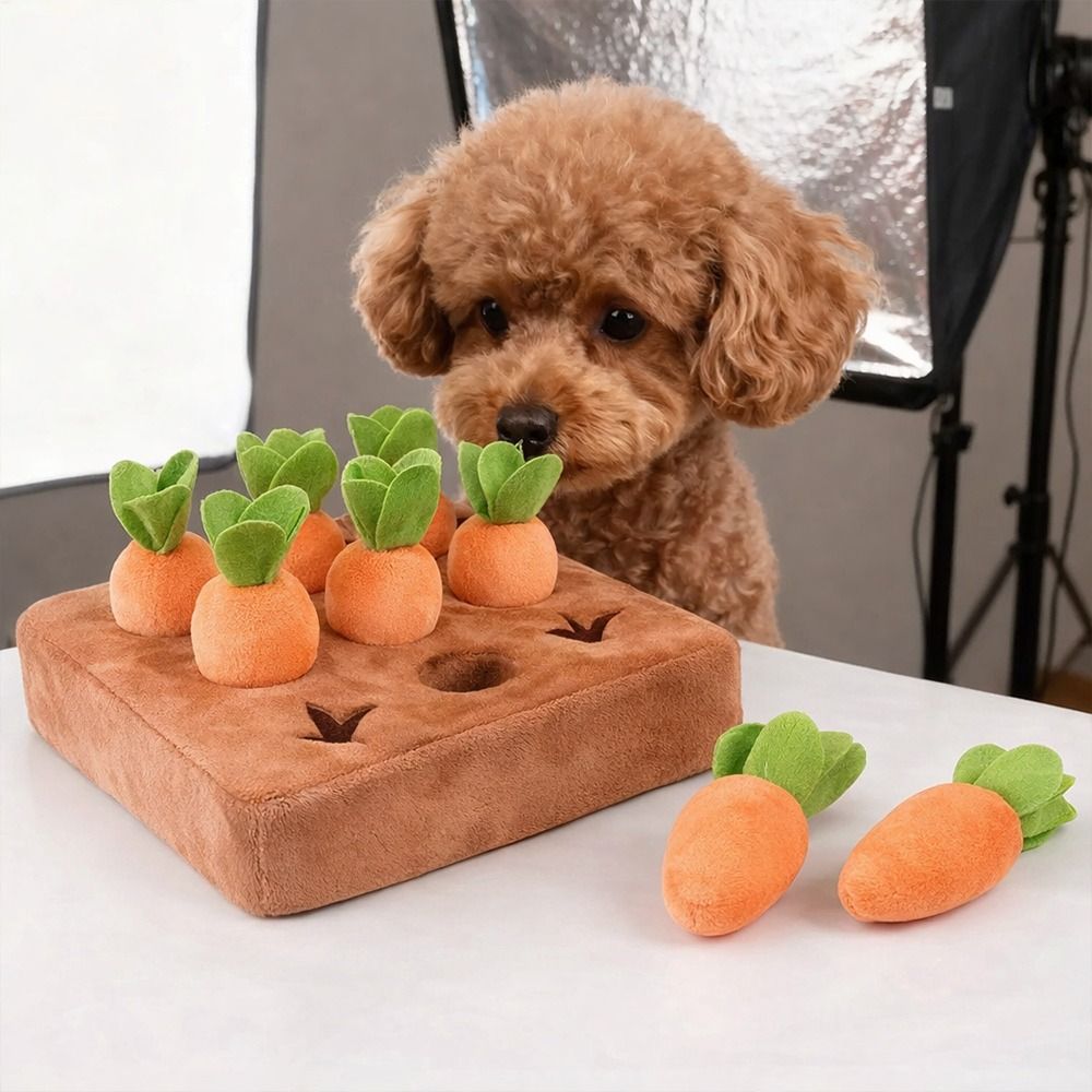 Snuffle Mat For Dogs - ストレス解消用キャロットスナッフルマット、取り外し可能なキャロット、インタラクティブな餌やり、早食い防止、知育玩具