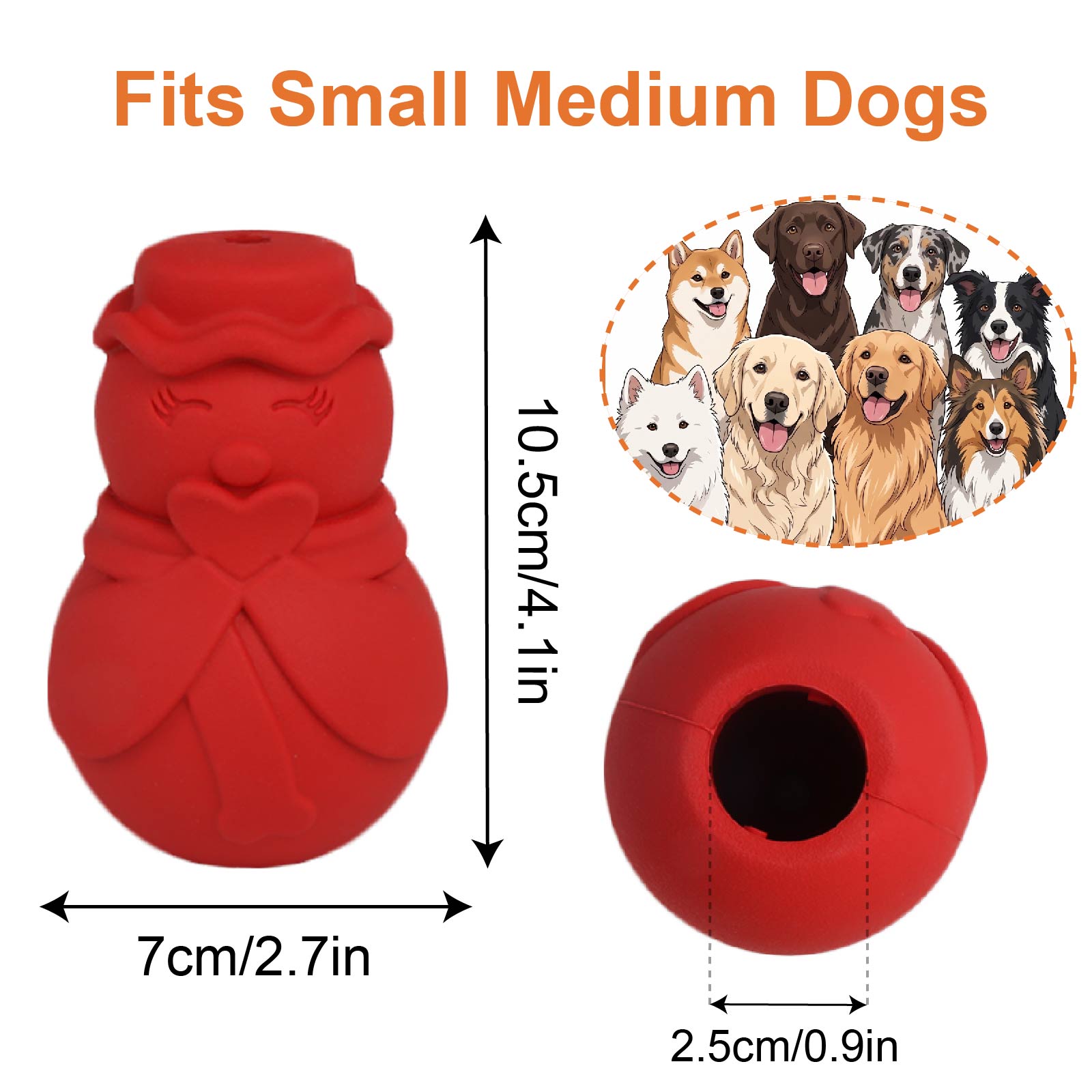 Rubber Treat Dispensing Dog Toy - スノーマンドッグパズルおもちゃ、おやつを出すインタラクティブな犬用知育おもちゃ、歯のケアに役立つ丈夫なゴム製噛みつきおもちゃ、小型犬・中型犬向けのクリスマスプレゼント。