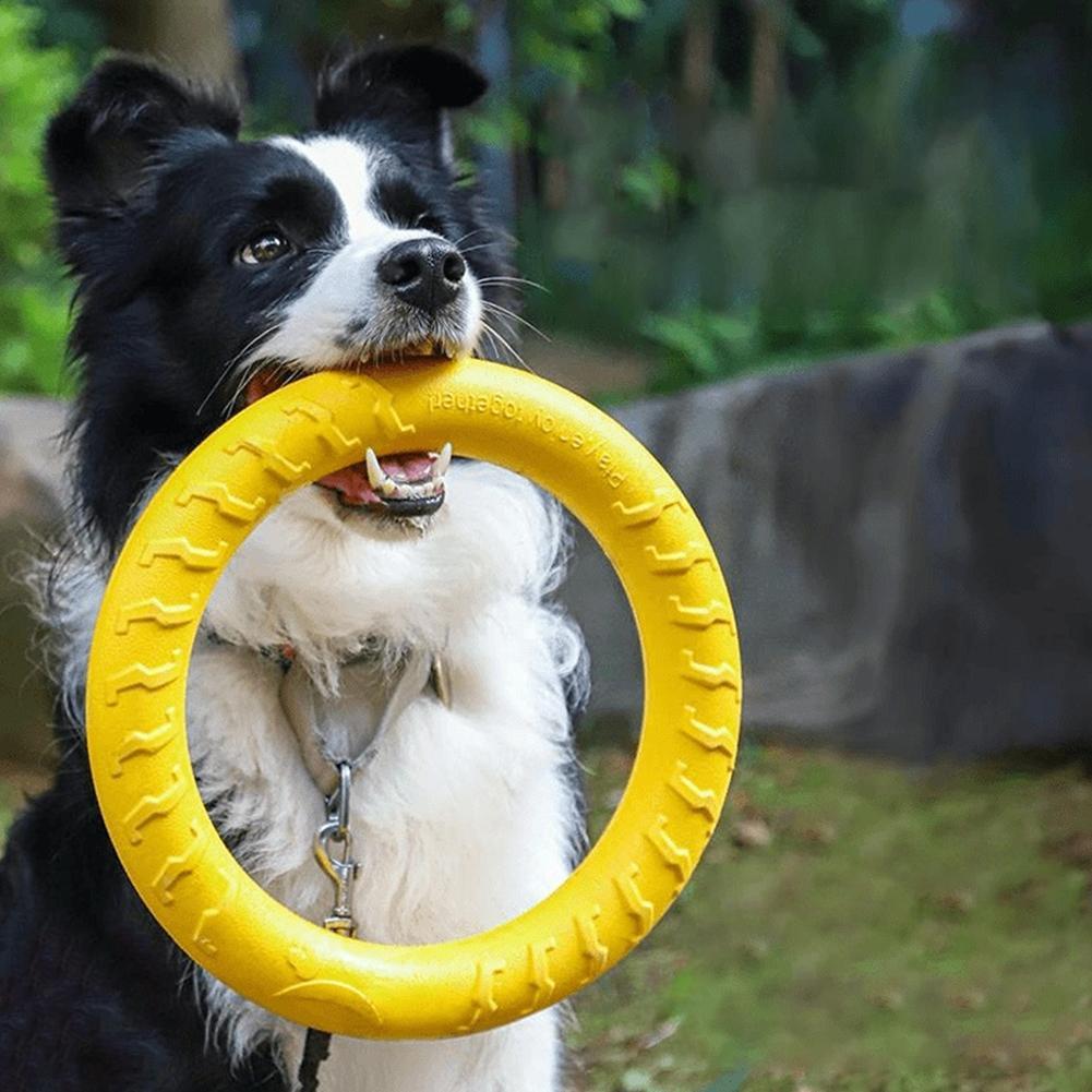 Indestructible Dog Chew Toy - 犬用リングおもちゃ、壊れにくい噛むおもちゃ、飛んで浮くトレーニングツール、小型犬、中型犬、大型犬用のフェッチトレーニングリングプーラー