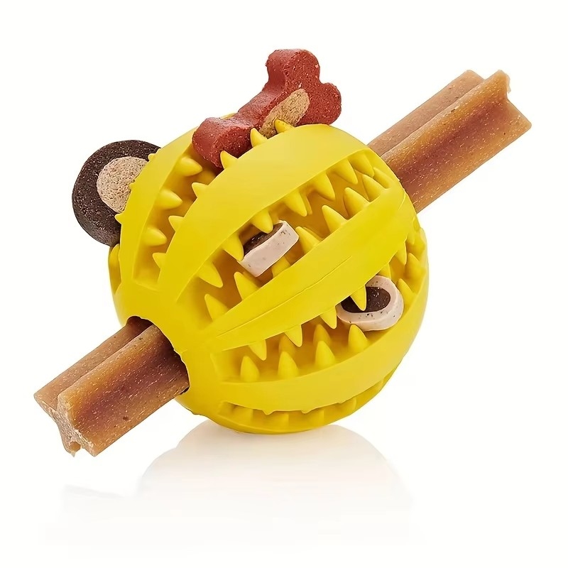 Dog Puzzle Feeder Toy - 1/2個入り犬用おもちゃボール、インタラクティブラバーボール、子犬用噛むおもちゃ、ペット歯磨きボール、猫用ペットフードトリートフィーダーボールおもちゃ