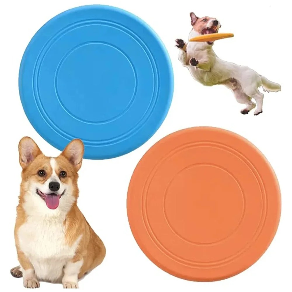 Flying Disc Dog Training Toy - シリコン製フライングソーサー面白い犬猫用おもちゃペットゲームフライングディスク耐久性のある噛むおもちゃ子犬用高速トレーニングインタラクティブペットおもちゃ用品