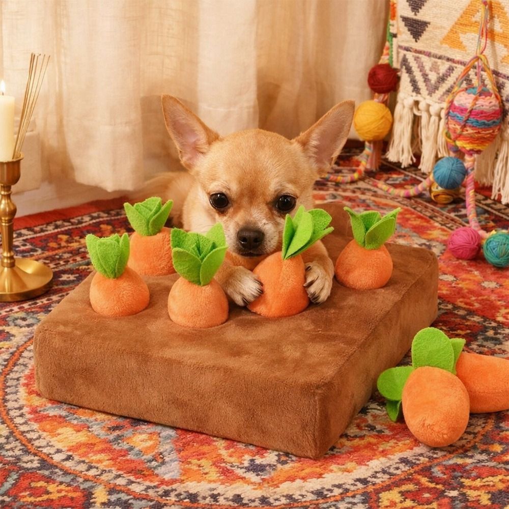ストレス解消に役立つ、ニンジン型の嗅ぎマット。知育玩具として - Snuffle Mat For Dogs のレビューと価格
