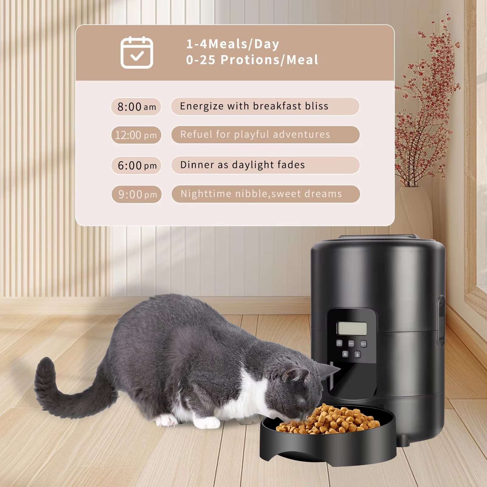 2L APP制御自動ペットフィーダーボタン式自動給餌器スマー - Pet Feeders のレビューと価格