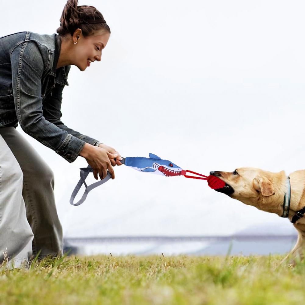 サメ型ロープタグトイ（吸盤付き）：子犬や小型犬用の鳴き笛入り - Suction Cup Dog Tug Toy のレビューと価格