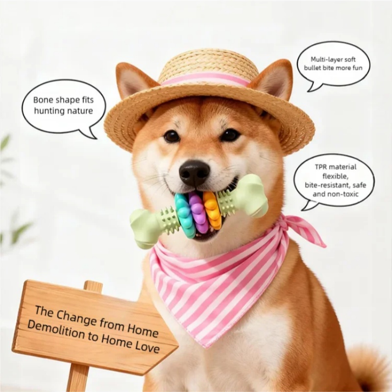 耐久性のあるTPR製犬用噛むおもちゃ、骨型、噛みつきに強い歯 - Teeth Cleaning Dog Chew Bone のレビューと価格
