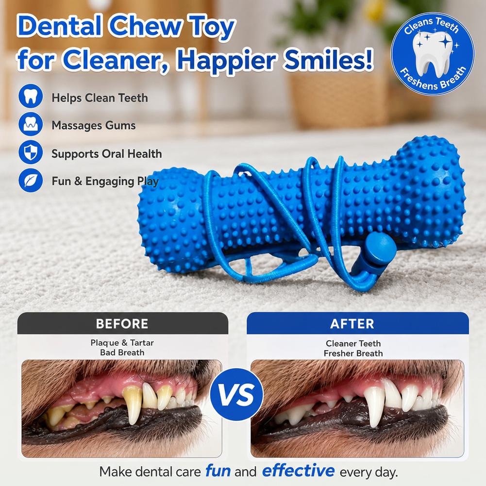 犬用歯磨きおもちゃ、耐噛み性、再利用可能なプルストラップ付き - Teeth Cleaning Dog Chew Bone のレビューと価格