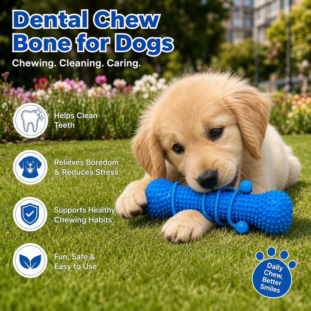 犬用歯磨きおもちゃ、耐噛み性、再利用可能なプルストラップ付き - Teeth Cleaning Dog Chew Bone のレビューと価格
