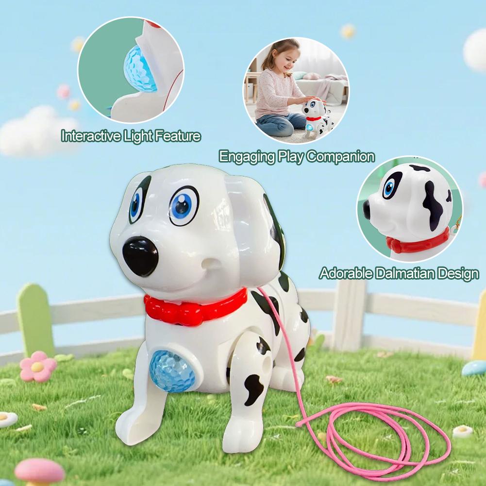 電動歩行ロボット犬のおもちゃ、紐を引くとダルメーションの子犬 - Suction Cup Dog Tug Toy のレビューと価格