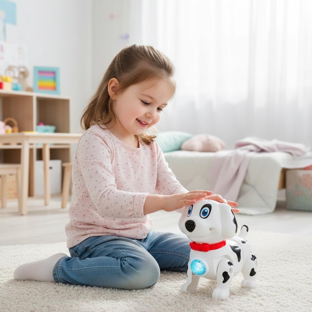 電動歩行ロボット犬のおもちゃ、紐を引くとダルメーションの子犬 - Suction Cup Dog Tug Toy のレビューと価格
