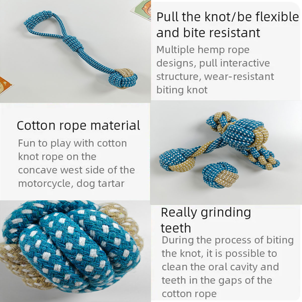 新しい7個入りペット用犬子犬用ダブルノット噛むおもちゃ、歯の - Teeth Cleaning Dog Chew Bone のレビューと価格