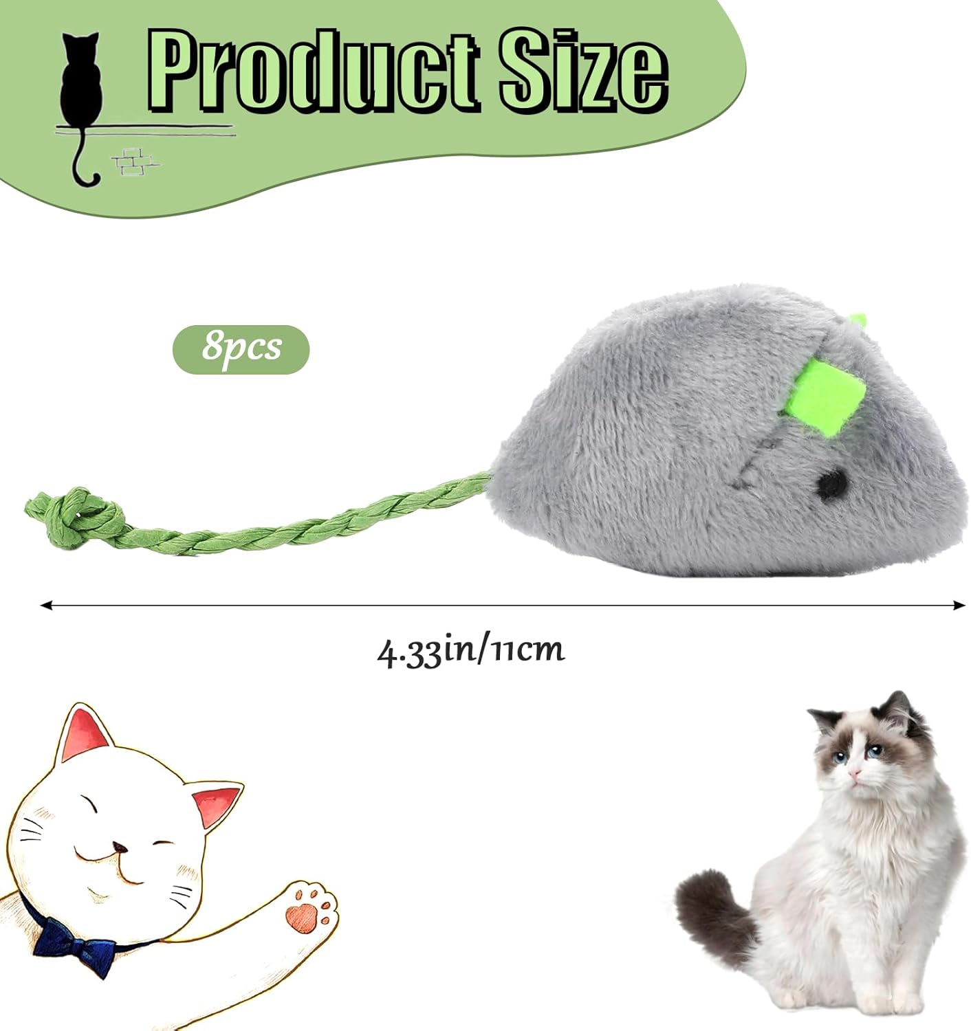ランダムに詰められたインタラクティブな猫とネズミのおもちゃ8 - Catnip Interactive Plush Mouse のレビューと価格