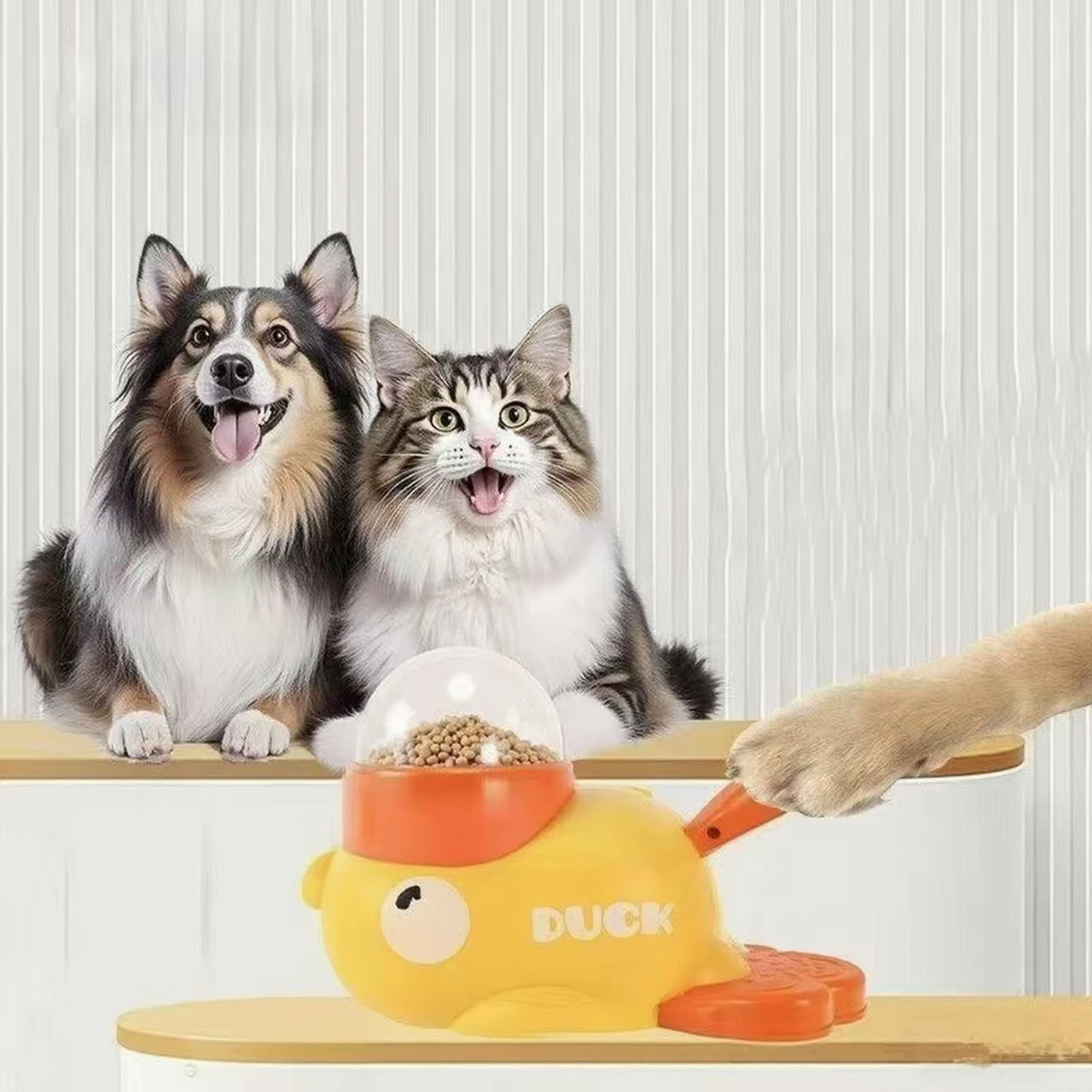 黄色いアヒル型インタラクティブ猫用おやつディスペンサー、耐久 - Dog Puzzle Feeder Toy のレビューと価格