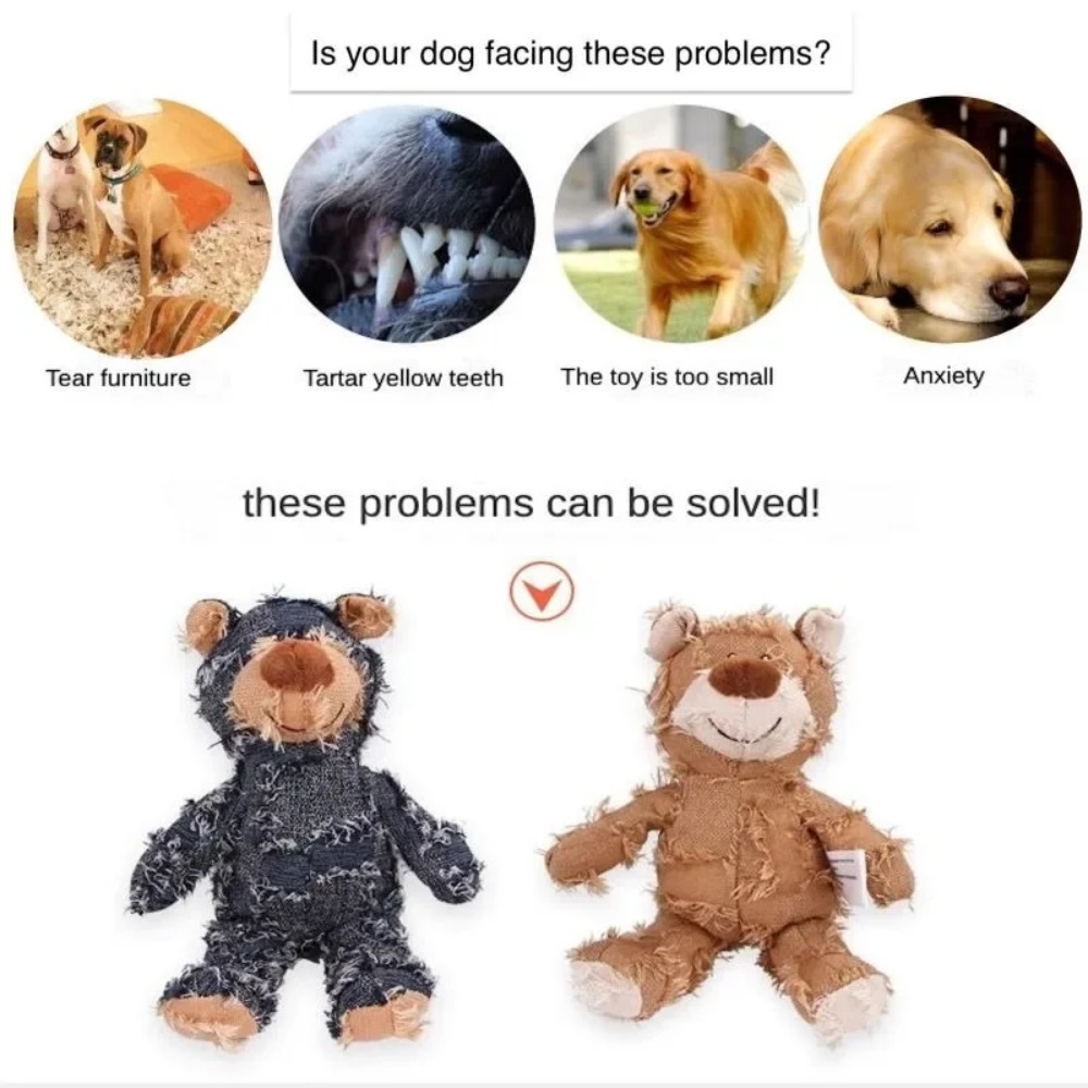 噛むおもちゃが大好きな犬のための、壊れないクマのぬいぐるみ。 - Indestructible Dog Chew Toy のレビューと価格