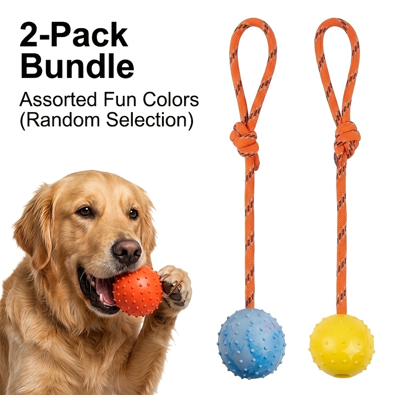 2個セットの耐久性のあるゴム製犬用ボール（ロープ付き）、噛み - Dog Rope Toy Aggressive Chewers のレビューと価格