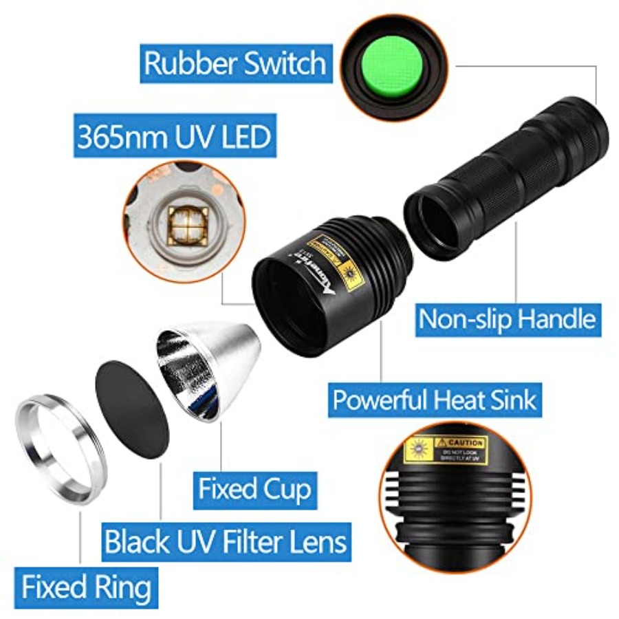 SV13 15W 365nm UV懐中電灯 充電式紫外線ウッ - Pet Beds のレビューと価格